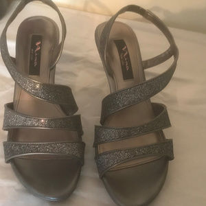 Silver evening sandals